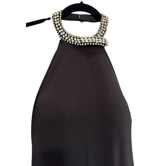 Ieena for Mac Duggal Black Rhinestone Accented Halter Gown - Size 0 - NWT - Picture 4 of 6